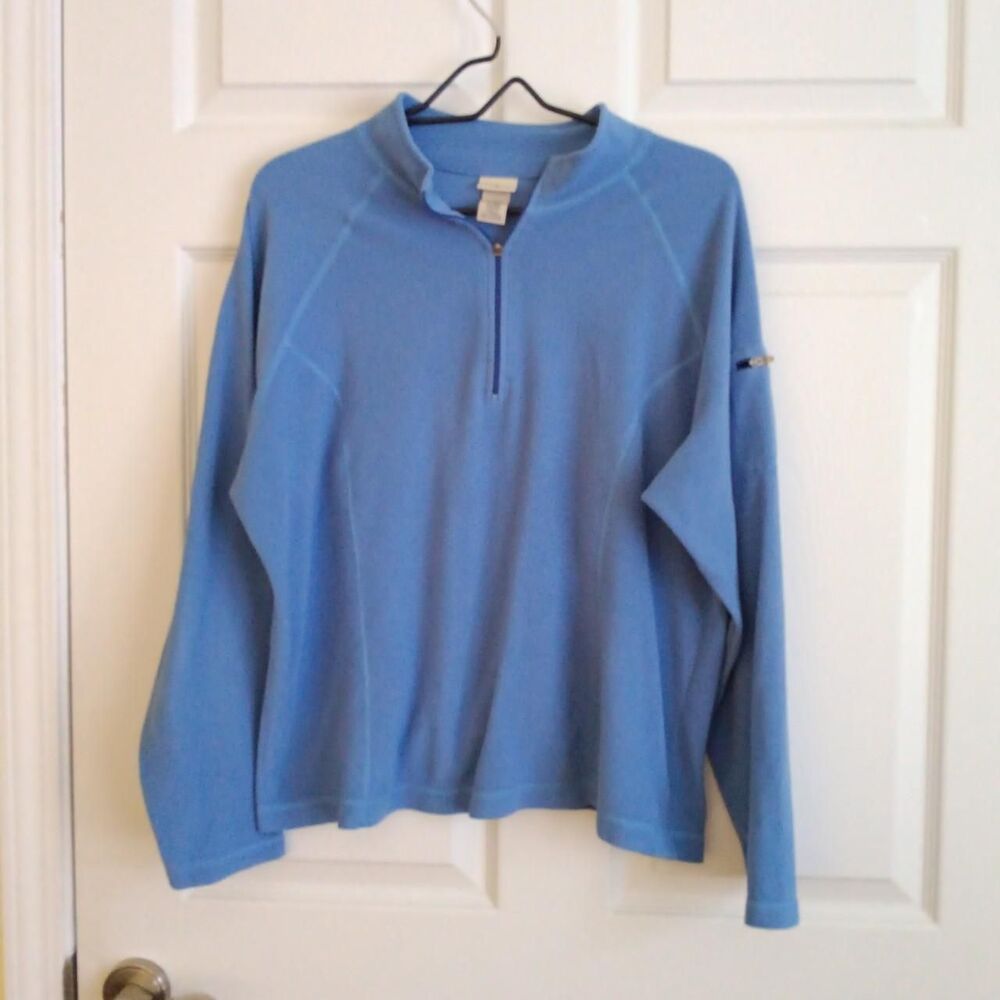 L.L. Bean Light Blue Quarter Zip Fleece Pullover XL